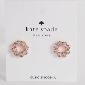 Kate Spade Rose Gold Flower Earrings with Cubic Zirconia Full Circle Mini